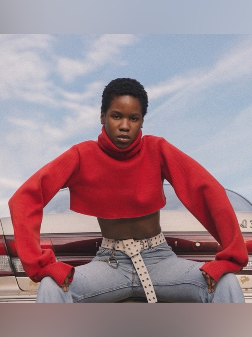 Orseund Iris Cropped Red Turtleneck Sweater